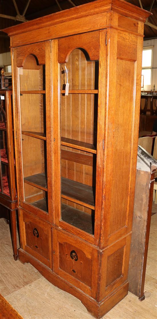 Arts and Crafts oak glazed bookcase